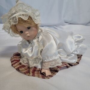 Seymour Mann Hand Painted Porcelain Doll Crawling 10"